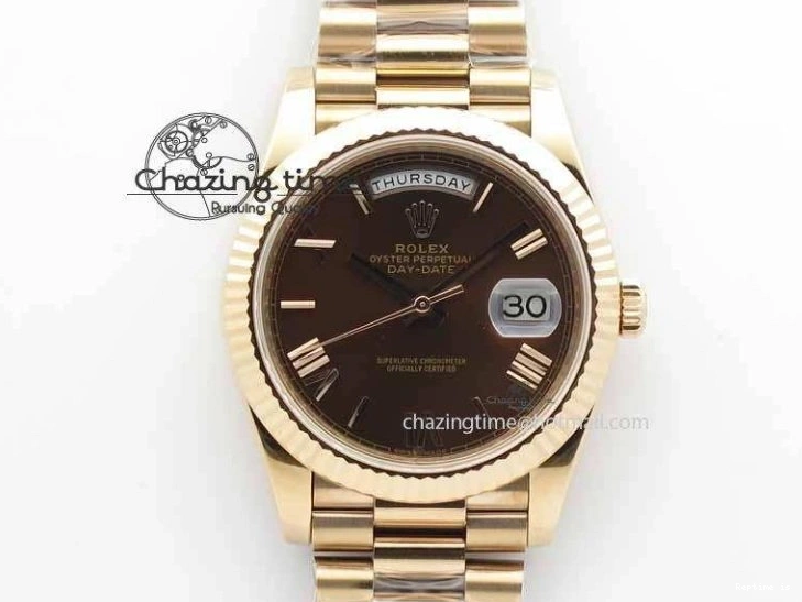 1226 Sophisticated Day-Date 40mm 228239 RG Noob 1:1 Best Edition Brown Roman Dial On RG President Bracelet A 3707